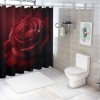 Shangniulu Art Red Roses Bathroom Set with Shower Curtain and Rugs, Toilet Lid Cover, Bath Mat, Romantic Roses Shower Curtains for Bathroom Decor, Waterproof Fabric Bathroom Shower Curtain Sets with 