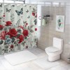 Shangniulu Red Rose Shower Curtain Retro Rose Floral Decorative Bath Curtain Polyester Fabric Waterproof Bathroom Curtain with Hooks