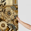 Shangniulu Shower Curtain, Flowers Zigzags with Mid Century Modern Boho Influences,  Fabric Bathroom Decor Set with 