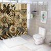 Shangniulu Shower Curtain, Flowers Zigzags with Mid Century Modern Boho Influences,  Fabric Bathroom Decor Set with 