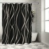 Shangniulu Black and Brown Striped Wavy Line Fabric Shower Curtain for Bathroom , Shower Curtains for Bathroom , Weighted Hem,Waterproof Bath Accessories Hotel Style