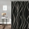 Shangniulu Black and Brown Striped Wavy Line Fabric Shower Curtain for Bathroom , Shower Curtains for Bathroom , Weighted Hem,Waterproof Bath Accessories Hotel Style