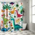 Shangniulu Cartoon Dinosaur Shower Curtain Colorful Animals Plants for Boys Girls Polyester Fabric Waterproof Shower Curtain Sets Machine Washable Decor Bath Curtain