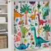 Shangniulu Cartoon Dinosaur Shower Curtain Colorful Animals Plants for Boys Girls Polyester Fabric Waterproof Shower Curtain Sets Machine Washable Decor Bath Curtain