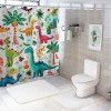 Shangniulu Cartoon Dinosaur Shower Curtain Colorful Animals Plants for Boys Girls Polyester Fabric Waterproof Shower Curtain Sets Machine Washable Decor Bath Curtain