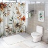 Shangniulu Orange Eucalyptus Shower Curtain, Fall Watercolor Plant Leaves with Bathroom Shower Curtain Set with Hooks