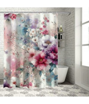 Shangniulu Pink Shower Curtain, Fantasy Delicate of and with Dots Dreamy,  Fabric Bathroom Decor Set with Hooks