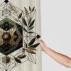 Shangniulu Eucalyptus Leaves Shower Curtain, Art Deco Inspired Geometric Rhombus Ornament Botanical Look,  Fabric Bathroom Decor Set with Hooks