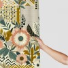 Shangniulu Shower Curtain, Springtime Treasured Flowers and Zigzags Boho Nordic,  Fabric Bathroom Decor Set with Hooks