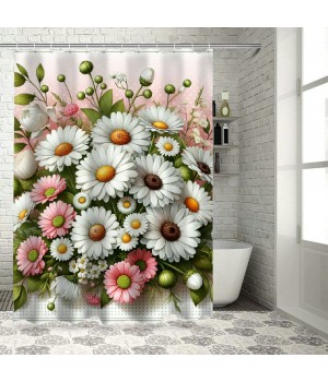 Shangniulu Shower Curtain, Blushing on Minimal Backdrop,  Fabric Bathroom Decor Set with Hooks