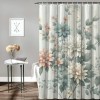 Shangniulu Pink Shower Curtain, Modern Farmhouse Themed Tender Flowering Scene on Rustic Backdrop Realist Look,  Fabric Bathroom Decor Set with Hooks