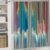 Shangniulu Abstract Shower Curtain, Vibrant Colored Stripes Vertical Pattern Funky a Modern Tile Illustration,  Fabric Home Bathroom Art for Bath Decor Set with Hooks