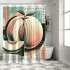 Shangniulu Peach Shower Curtain, Watercolor Painted Look Fruits on Simplistic Geometric Background,  Fabric Bathroom Decor Set with Hooks