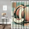 Shangniulu Peach Shower Curtain, Watercolor Painted Look Fruits on Simplistic Geometric Background,  Fabric Bathroom Decor Set with Hooks