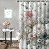 Shangniulu Pink Shower Curtain, Dreamy Huddle of Carnation Flowers with Gentle Petals on Plain Backdrop,  Fabric Bathroom Decor Set with Hooks, 69" W x 70" L, Dark Sea Green Pale Khaki