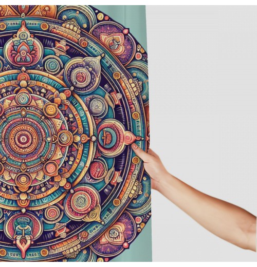 Shangniulu Pink Shower Curtain, Bohemian Mandala Composition Retrospective Circles and Lines Mid Century Modern,  Fabric Bathroom Decor Set with Hooks, 69" W x 70" L, Dried Rose Peach