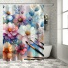 Shangniulu Watercolor Flower Shower Curtain, Summer Flowers in Retro Style Painting Effect Nature is Art,  Fabric Bathroom Decor Set with Hooks