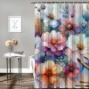 Shangniulu Watercolor Flower Shower Curtain, Summer Flowers in Retro Style Painting Effect Nature is Art,  Fabric Bathroom Decor Set with Hooks