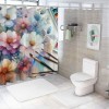 Shangniulu Watercolor Flower Shower Curtain, Summer Flowers in Retro Style Painting Effect Nature is Art,  Fabric Bathroom Decor Set with Hooks