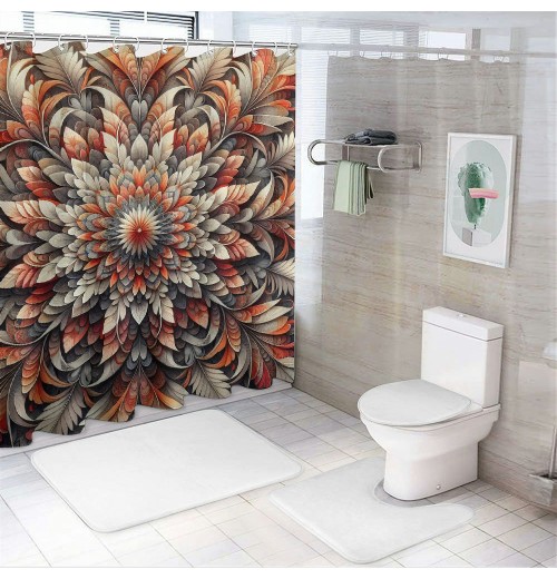 Shangniulu Boho Shower Curtain, Abstract Flowers Tender Colors,  Fabric Bathroom Decor with Hooks