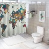 Shangniulu Earth Shower Curtain, Detailed World Map with All Countries Major Capital Cities Universe Continents,  Fabric Bathroom Decor Set with Hooks