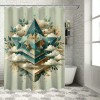 Shangniulu Eucalyptus Leaves Shower Curtain, Rhomboid Shape with Botanical Blooms Leafs on Dreamy Clouds,  Fabric Bathroom Decor Set with Hooks