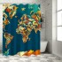 Shangniulu Abstract Map Shower Curtain, Detailed World Map with All Countries Major Capital Cities Universe Continents,  Fabric Bathroom Decor with Hooks