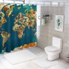 Shangniulu Abstract Map Shower Curtain, Detailed World Map with All Countries Major Capital Cities Universe Continents,  Fabric Bathroom Decor with Hooks