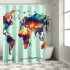 Shangniulu Shower Curtain, Detailed World Map with All Countries Major Capital Cities ,  Fabric Bathroom Decor Set with Hooks