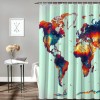 Shangniulu Shower Curtain, Detailed World Map with All Countries Major Capital Cities ,  Fabric Bathroom Decor Set with Hooks