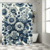 Shangniulu Shower Curtain, Wild Flowering Meadow in Vintage Engraving Style Botanic Art,  Fabric Bathroom Decor Set with Hooks