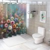 Shangniulu Shower Curtain, Creative Boho Wild Garden Bursting into Flowers Vintage ,  Fabric Bathroom Decor Set with Hooks