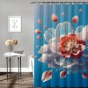 Shangniulu Flower Shower Curtain, Abstract Themed Modern Futuristic Image with Water Like Colored Artwork Print,  Fabric Bathroom Decor Set with Hooks