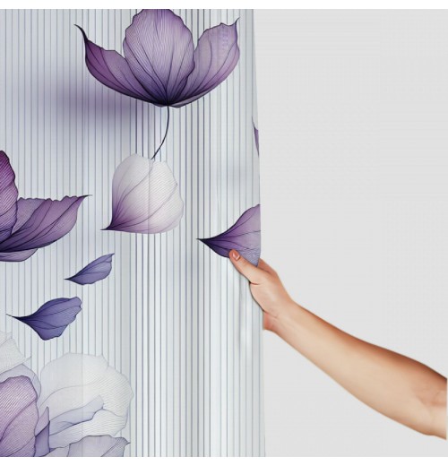 Shangniulu Flower Shower Curtain, Abstract Themed Modern Futuristic Image with Water Like Colored Artwork Print,  Fabric Bathroom Decor Set with Hooks