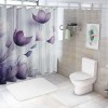 Shangniulu Flower Shower Curtain, Abstract Themed Modern Futuristic Image with Water Like Colored Artwork Print,  Fabric Bathroom Decor Set with Hooks