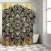 Shangniulu Shower Curtain, Flower Lace Circle Ornate Retro Pattern Eastern Universe Theme,  Fabric Bathroom Decor with Hooks