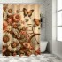 Shangniulu Shower Curtain, with Tender Clouds Butterflies Flowers and ,  Fabric Bathroom Decor Set with Hooks