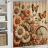 Shangniulu Shower Curtain, with Tender Clouds Butterflies Flowers and ,  Fabric Bathroom Decor Set with Hooks