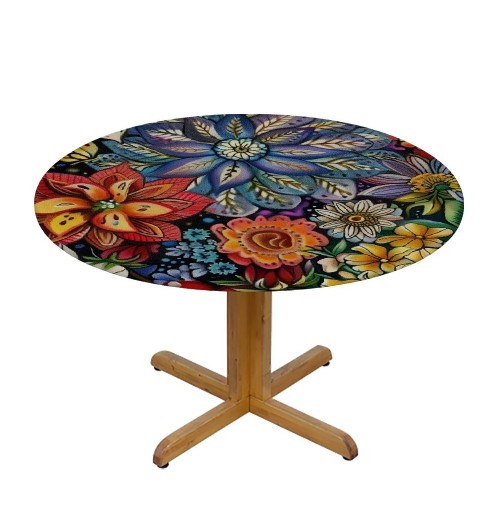 Shangniulu Boho Round Table cover, Waterproof and Spill-Proof Washable Polyester Table, Great for Buffet Tables, Parties, Holiday Dinners and More