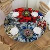 Shangniulu Boho Round Table cover, Waterproof and Spill-Proof Washable Polyester Table, for Polyester Reception Banquet Event Kitchen Dining