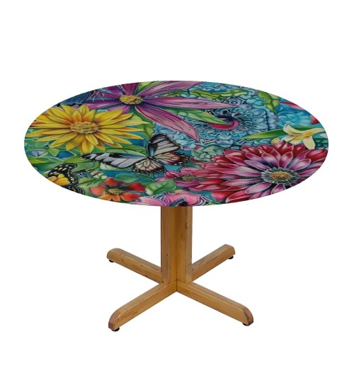 Shangniulu Boho Floral Round Table cover, Waterproof and Spill-Proof Washable Polyester Table, Suitable for Wedding Party Polyester Reception Banquet Event Kitchen Dining