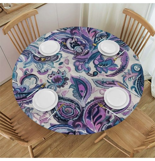 Shangniulu Round Table cover, Flowers Pattern Country Print, Suitable for Wedding Party Polyester Reception Banquet Event Kitchen Dining