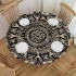 Shangniulu Brown Round Table with Elastic Edge, Abstract Round Designed with Flower Leaves and Elements, Table Decoration 