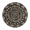 Shangniulu Brown Round Table with Elastic Edge, Abstract Round Designed with Flower Leaves and Elements, Table Decoration 