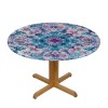 Shangniulu Round Table with Elastic Edge, Medallion Design Floral Patterns and Leaves Boho Style Prints Table cover,for Restaurant Kitchen Parties