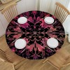 Shangniulu Red and Black Round Table with Elastic Edge, Design Flowers and Leaves Image Table cover, for Restaurant Kitchen Parties