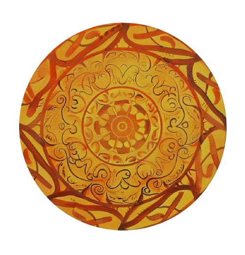 Shangniulu Round Table , Sun Pattern with Ombre Effect Print, Elastic Edge, Waterproof and wipeable, Suitable for Restaurant Kitchen Parties