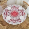 Shangniulu Round Table , Flower Design with Ombre Effect Elements, Elastic Edge, Waterproof and wipeable, for Dining Tables, Buffet Parties and Camping