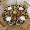 Shangniulu  Round Table Fitted Table Cover with Elastic Edged Ethnic Mandala Flower Floral Fish Waterproof Table  for Party Kitchen Dining Indoor Outdoor Table