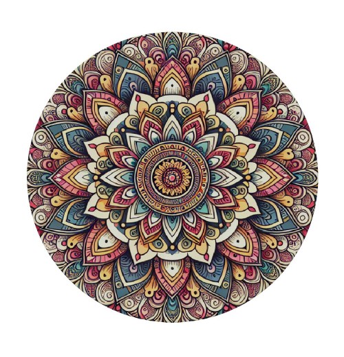 Shangniulu  Round Table Fitted Table Cover with Elastic Edged Ethnic Floral Mandala Retro Pattern Waterproof Table  for Party Kitchen Dining Indoor Outdoor Table